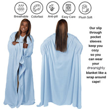 Load image into Gallery viewer, Super Blanky Wearable Blanket Throw - Breezy Blue
